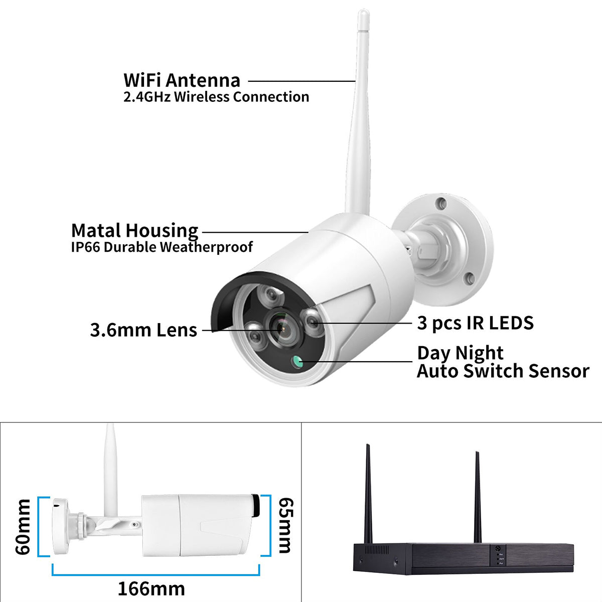 GloboStar® 86038 Ασύρματο Καταγραφικό με 8 x Camera 2MP 1080P WiFi  150° Μοιρών - Αδιάβροχο IP66 - Νυχτερινή Όραση με LED IR - Μονή Κατέυθυνση Ομιλίας - Ανιχνευτή Κίνησης - Νυχτερινή Λήψη - Λευκό - ledmania.gr