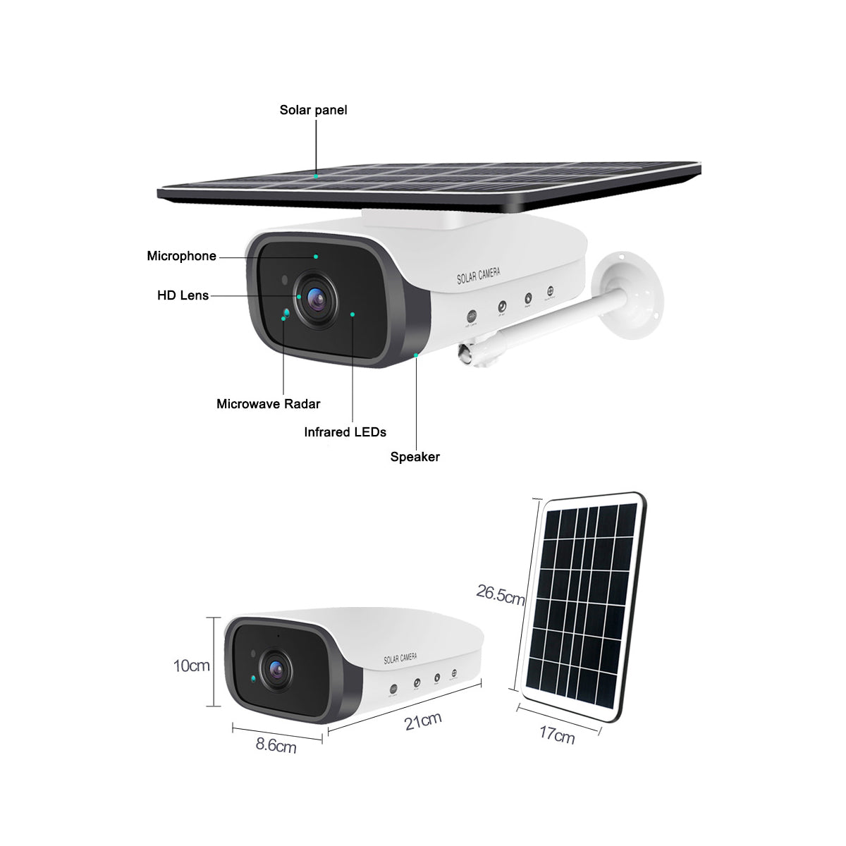GloboStar® 86048 Αυτόνομη Ηλιακή Camera 1080P 2MP 4G SIM CARD WiFi 150° Μπαταρία 3200mAh Φωτοβολταϊκό Πάνελ Διπλή Κατέυθυνση Ομιλίας Αδιάβροχη IP66 Ψυχρό Λευκό 6000K - Λευκό - ledmania.gr