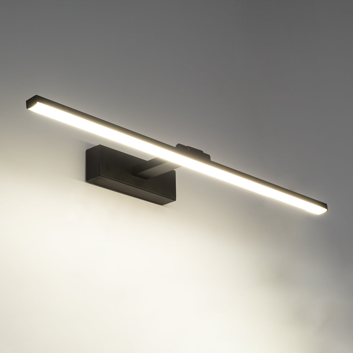 GLOBOSTAR® ELLIS 60444 Μοντέρνο Φωτιστικό Τοίχου - Απλίκα Καθρέπτη Μπάνιου LED 12W 1400lm 120° AC 220-240V IP44 Φυσικό Λευκό 4500K - Lumileds SMD Chip & TÜV SÜD Driver - Μαύρο Ματ - Μ60 x Π16 x Υ6cm - 3 Χρόνια Εγγύηση - ledmania.gr