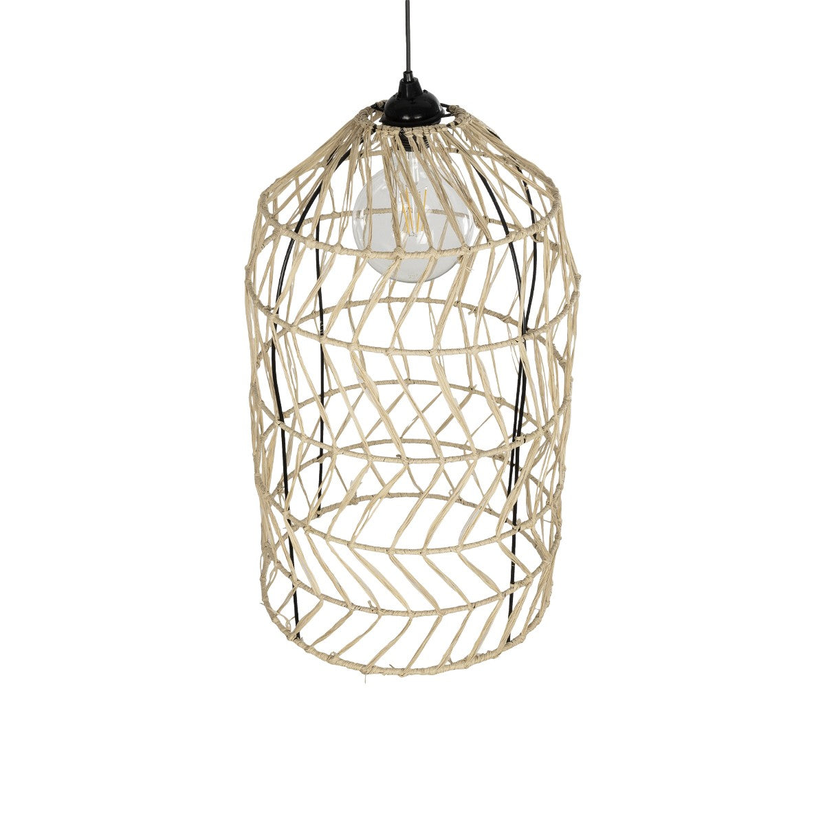 GLOBOSTAR® NETI 205-0025 Boho Κρεμαστό Φωτιστικό Οροφής με Ντουί 1 x E27 AC 220-240V IP20 - Μπεζ - M35 x Π35 x Υ63cm - ledmania.gr