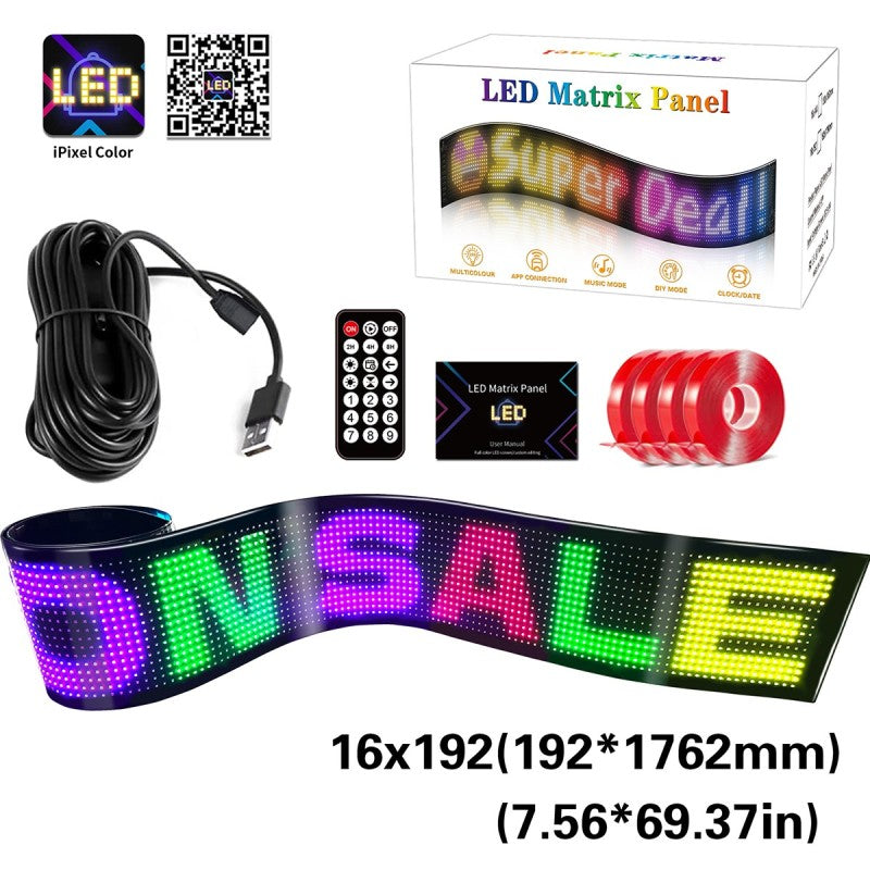 GLOBOSTAR® MATRIX GLB-106-0005 Εύκαμπτη Κυλιόμενη Ψηφιακή Επιγραφή 176.2x19.2cm P9 192x16 Pixel LED 10W DC 5V 2A με USB 2.0 Αδιάβροχο IP65 Πολύχρωμο RGB - Bluetooth Control μέσω iPIXEL APP - Μ176.2 x Π0.4 x Υ19.2cm - 2 Χρόνια Εγγύηση