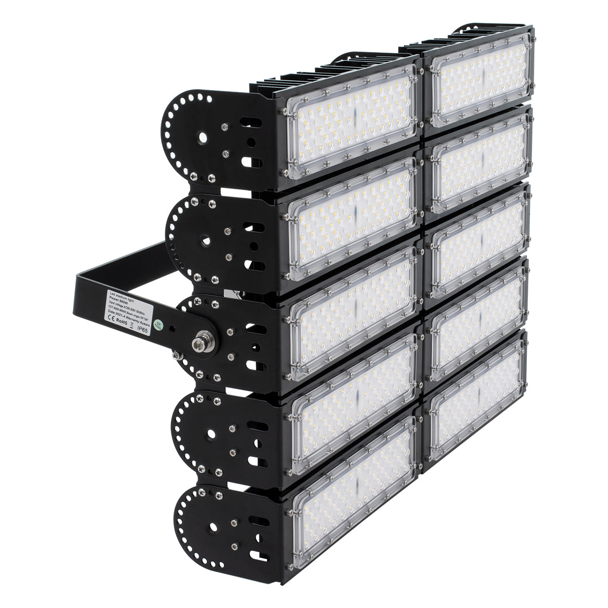 GLOBOSTAR® GOLIATH 90104 Προβολέας για Γήπεδα Tennis & Ποδοσφαίρου 5x5 LED 500W 75000lm 75°x135° SDCM<5 Fish Eye Lens AC 220-240V Αδιάβροχο IP65 IK08 Φυσικό Λευκό 5000K - Lumileds SMD Chip & Mean Well Driver - Μαύρο Ματ - Μ62 x Π22 x Υ45cm - 5 Χρόνια Ε...