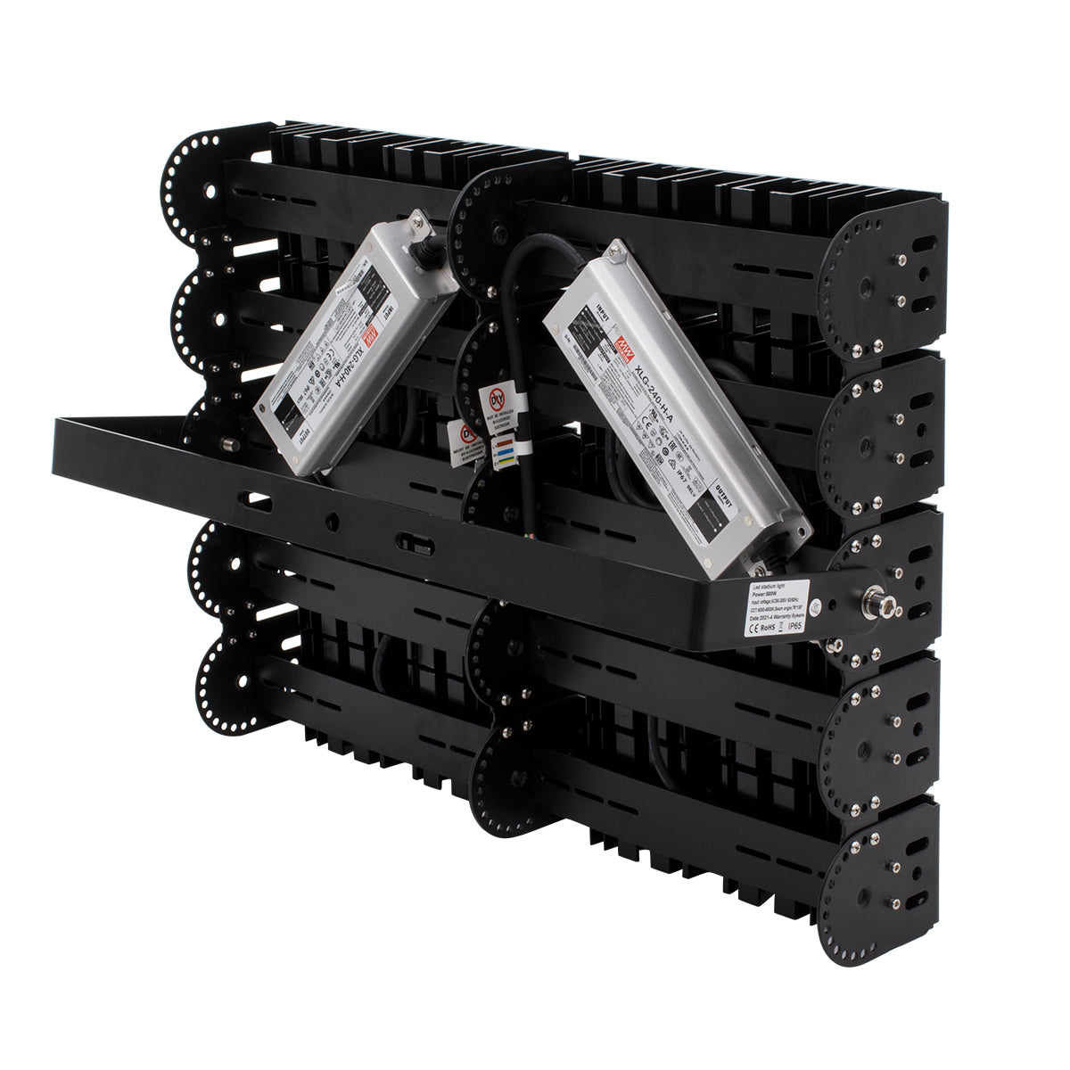 GLOBOSTAR® GOLIATH 90104 Προβολέας για Γήπεδα Tennis & Ποδοσφαίρου 5x5 LED 500W 75000lm 75°x135° SDCM<5 Fish Eye Lens AC 220-240V Αδιάβροχο IP65 IK08 Φυσικό Λευκό 5000K - Lumileds SMD Chip & Mean Well Driver - Μαύρο Ματ - Μ62 x Π22 x Υ45cm - 5 Χρόνια Ε...