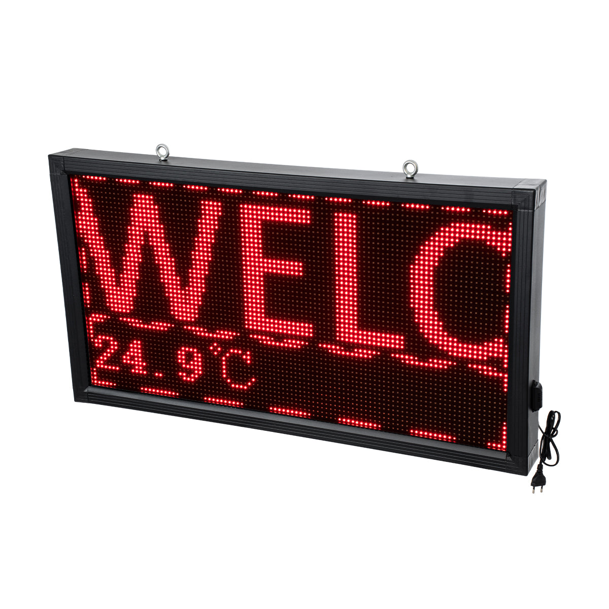 GLOBOSTAR® DISPLAY 90296 Κυλιόμενη Ψηφιακή Επιγραφή 96x48cm P10 Μονής Όψης LED AC 220-240V Αδιάβροχο IP65 Κόκκινο - WiFi Control μέσω FK APP - Αισθητήρας Θερμοκρασίας & Υγρασίας - Μ104 x Π9 x Υ56cm - 2 Χρόνια Εγγύηση