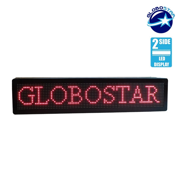 GLOBOSTAR® DISPLAY 90301 Κυλιόμενη Ψηφιακή Επιγραφή P10 Διπλής Όψης LED AC 220-240V Αδιάβροχο IP65 Κόκκινο - WiFi Control μέσω FK APP - Αισθητήρας Θερμοκρασίας & Υγρασίας - Μ104 x Π12 x Υ20cm - 2 Χρόνια Εγγύηση