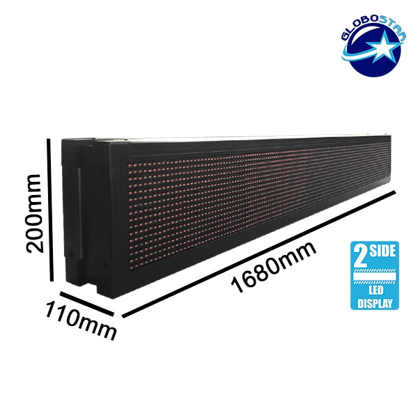 GLOBOSTAR® DISPLAY 90311 Κυλιόμενη Ψηφιακή Επιγραφή Διπλής Όψης 160x16cm P10 160x16 Pixel LED 250W AC 220-240V Αδιάβροχο IP65 Κόκκινο - WiFi Control μέσω FK APP - Αισθητήρας Θερμοκρασίας & Υγρασίας - Μ168 x Π12 x Υ24cm - 2 Χρόνια Εγγύηση
