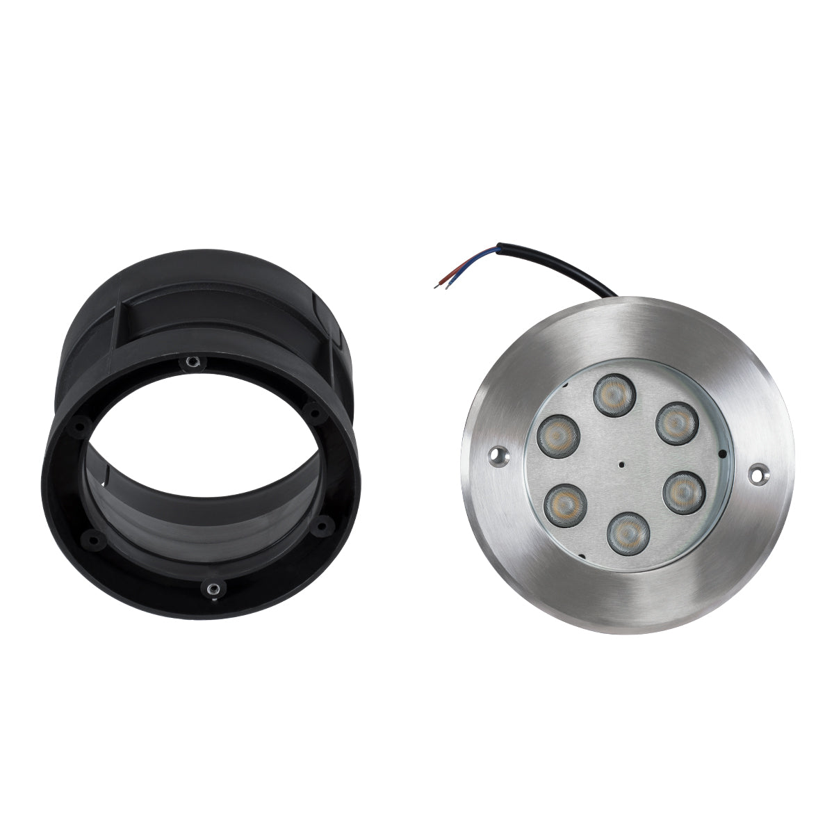GLOBOSTAR® UNDERWATERYUNI 90417 Υποβρύχιο Χωνευτό Σποτ για Σιντριβάνια/Πισίνες LED 6W 540lm 30° DC 24V Αδιάβροχο IP68 Θερμό Λευκό 2700K Dimmable - Bridgelux SMD Chip - Ανοξείδωτο Ατσάλι SS304 - Μ15 x Π15 x Υ10cm / Q14cm - 3 Χρόνια Εγγύηση