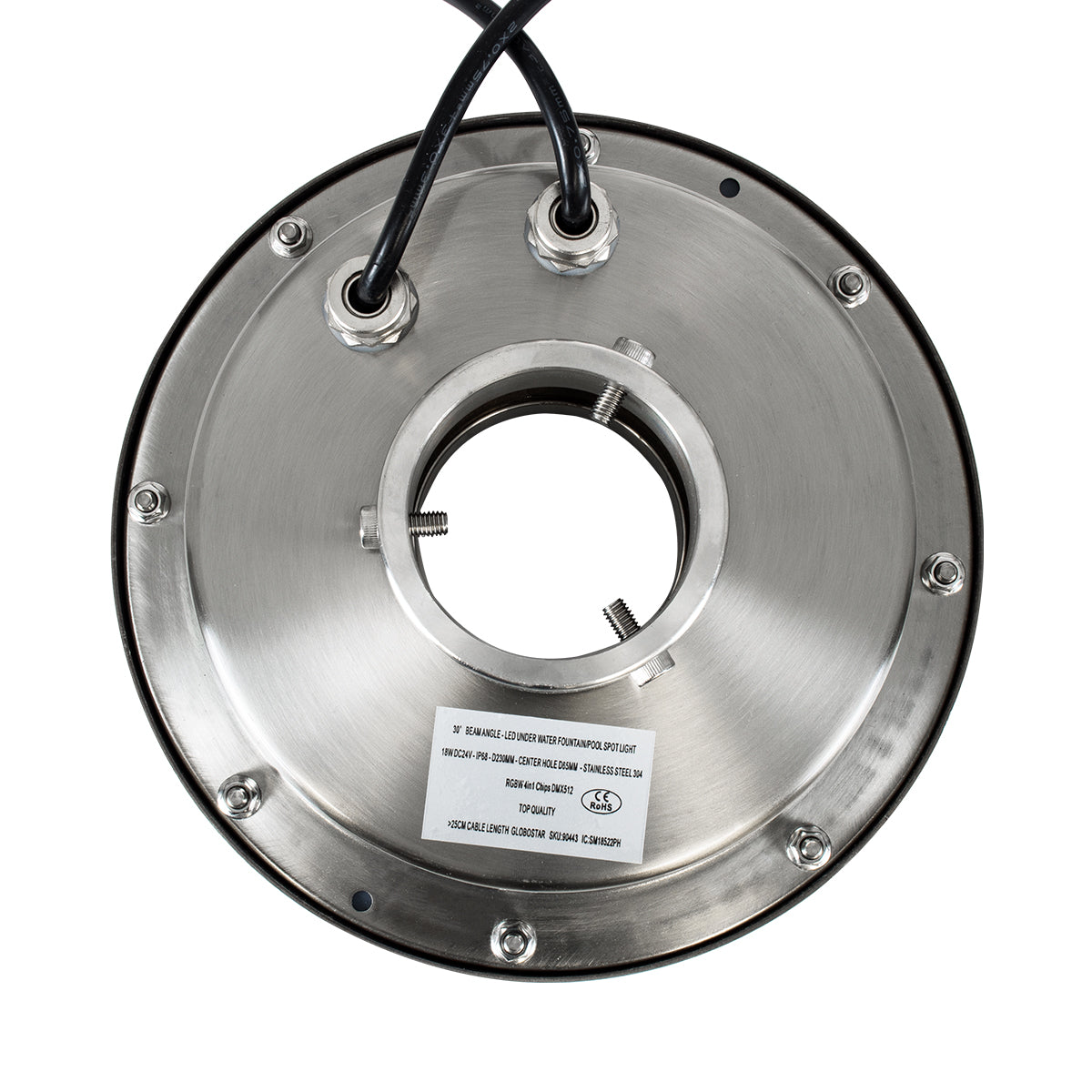 GloboStar® UNDERWATER-DENIS 90443 Υποβρύχιο Χωνευτό Φωτιστικό Σποτ Ειδικό για Σιντριβάνια - Πισίνες - Τζακούζι LED 18W 1530lm 30° DC 24V Αδιάβροχο IP68 Φ21.5 x Υ8cm RGBW DMX512 - Ανοξείδωτο Ατσάλι SS304 - 3 Years Warranty - ledmania.gr