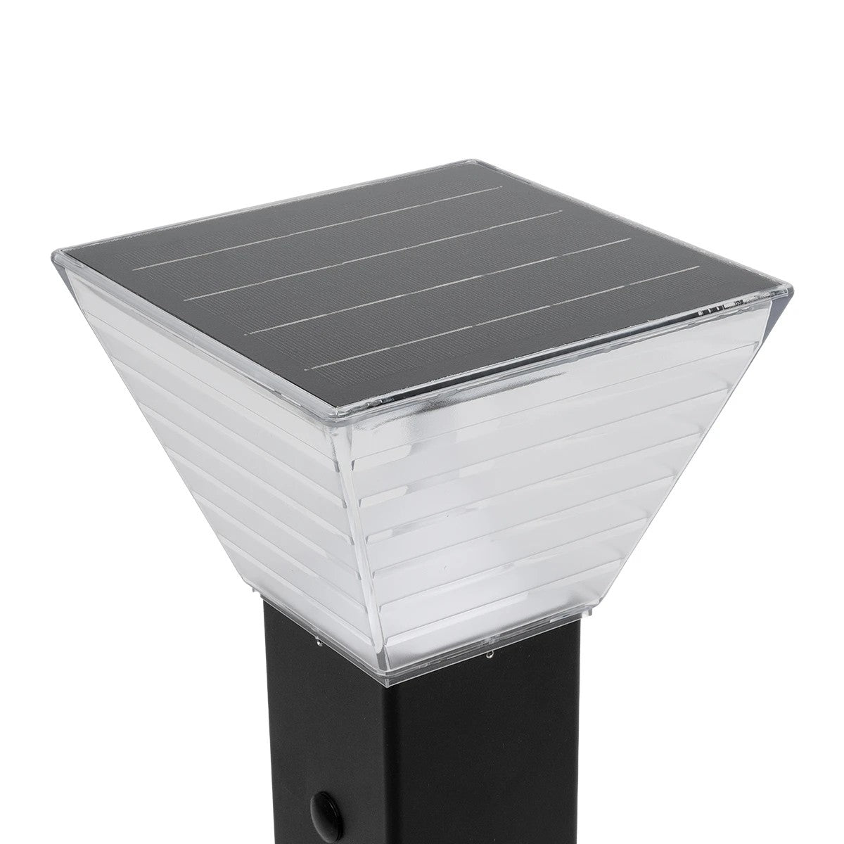 GLOBOSTAR® VEGGIE 90524 Φωτιστικό Κολωνάκι Κήπου LED 10W 500lm 120° με Ενσωματωμένο Φωτοβολταϊκό Panel 6V 2W & Επαναφορτιζόμενη Μπαταρία Li-ion 3.2V 6000mAh με Αισθητήρα Ημέρας-Νύχτας Αδιάβροχο IP65 All in One CCT 6000K-4500K - Sanan SMD Chip - Μαύρο -...