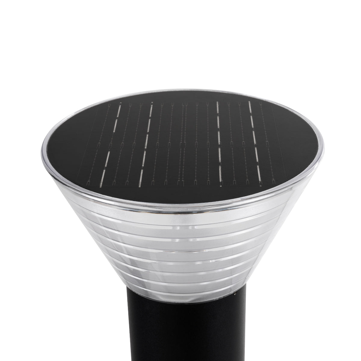 GLOBOSTAR® VEGGIE 90525 Φωτιστικό Κολωνάκι Κήπου LED 10W 500lm 120° με Ενσωματωμένο Φωτοβολταϊκό Panel 6V 2W & Επαναφορτιζόμενη Μπαταρία Li-ion 3.2V 1800mAh με Αισθητήρα Ημέρας-Νύχτας Αδιάβροχο IP65 Ψυχρό Λευκό 6000K - Sanan SMD Chip - Μαύρο- Μ23 x Π23...