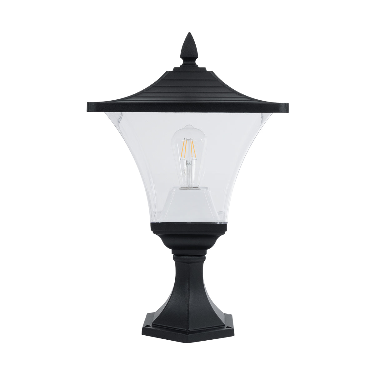 GLOBOSTAR® DIRAHIO 90552 Φωτιστικό Κολωνάκι Κήπου με Ντουί 1 x E27 AC 220-240V Αδιάβροχο IP65 - Γκρι Ανθρακί Ματ - Μ32 x Π32 x Υ52cm