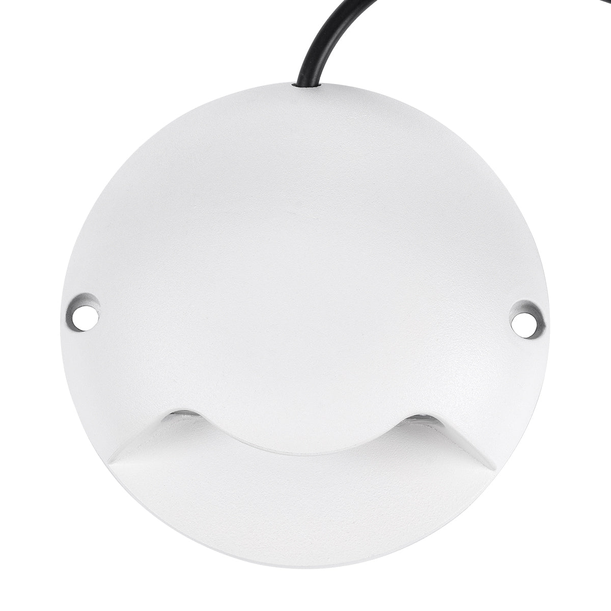GLOBOSTAR® STEP-LUNA 90619 Αρχιτεκτονικό Φωτιστικό Διαδρόμου/Σκαλοπατιού LED 3W 330lm 10° DC 24V Αδιάβροχο IP65 Θερμό Λευκό 2700K Dimmable - Λευκό - Φ12 x Υ3cm - 3 Χρόνια Εγγύηση - ledmania.gr
