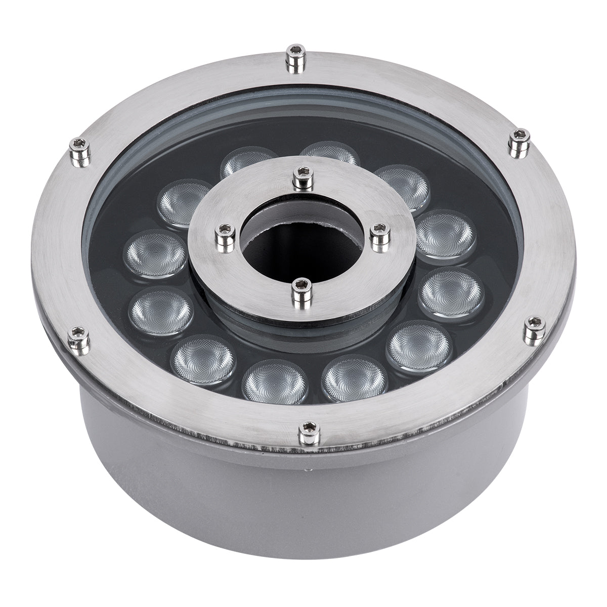 GloboStar® UNDERWATER-FINA 90675 Υποβρύχιο Φωτιστικό Σποτ Ειδικό για Σιντριβάνια LED 9W 945lm 30° DC 24V Αδιάβροχο IP68 Φ16 x Υ8cm Πολύχρωμο RGBW DMX512 - Ανοξείδωτο Ατσάλι - 3 Χρόνια Εγγύηση - ledmania.gr