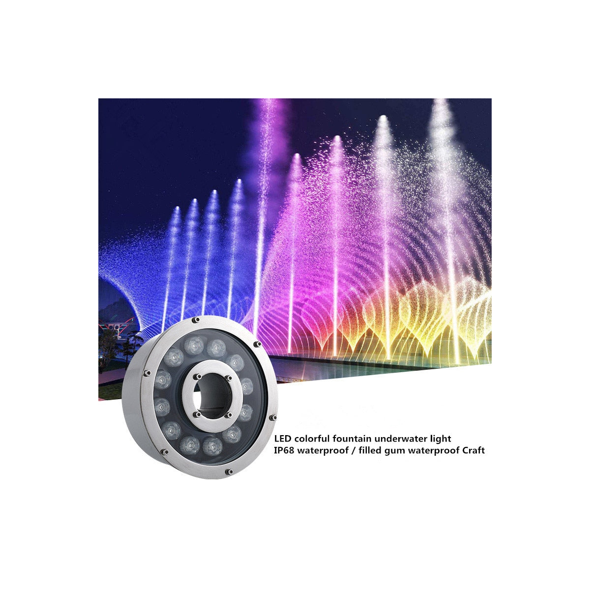 GloboStar® UNDERWATER-FINA 90675 Υποβρύχιο Φωτιστικό Σποτ Ειδικό για Σιντριβάνια LED 9W 945lm 30° DC 24V Αδιάβροχο IP68 Φ16 x Υ8cm Πολύχρωμο RGBW DMX512 - Ανοξείδωτο Ατσάλι - 3 Χρόνια Εγγύηση - ledmania.gr