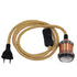 GLOBOSTAR® WHIP 91043 Μοντέρνο DIY Φωτιστικό με Υφασμάτινο Καλώδιο, Ντουί 1 x E27, Διακόπτη On/Off & Πρίζα AC 220-240V IP20 - Μπεζ & Χάλκινο - Μ150 x Π4 x Υ4cm - ledmania.gr