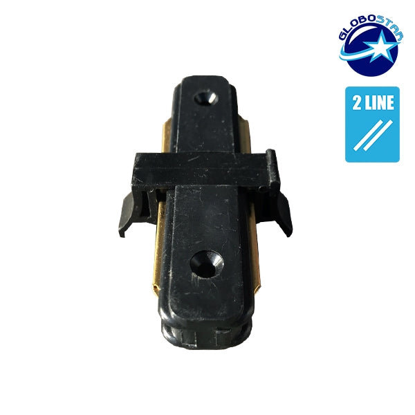 Globostar S-40033 Μονοφασικός Connector 2 Καλωδίων Συνδεσμολογίας Γιώτα (Ι) για Μαύρη Ράγα Οροφής - ledmania.gr