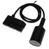 GloboStar S-40056 Διφασικός Connector 3 Καλωδίων με 1 Μέτρο Υφασμάτινο Καλώδιο και Ντουί E27 για Μαύρη Ράγα Οροφής - ledmania.gr