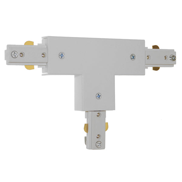GloboStar S-40049 Διφασικός Connector 3 Καλωδίων Συνδεσμολογίας Ταφ (Τ) για Λευκή Ράγα Οροφής - ledmania.gr
