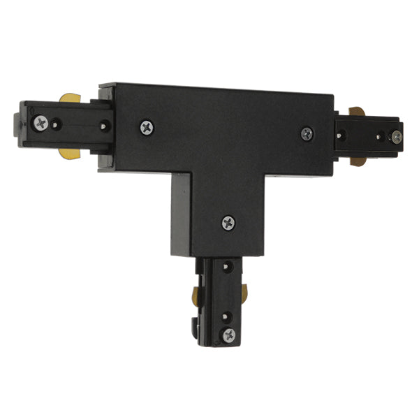 GloboStar S-40050 Διφασικός Connector 3 Καλωδίων Συνδεσμολογίας Ταφ (Τ) για Μαύρη Ράγα Οροφής - ledmania.gr