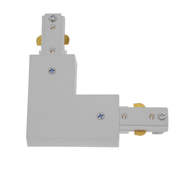 GloboStar S-40047 Διφασικός Connector 3 Καλωδίων Συνδεσμολογίας Ελ (L) για Λευκή Ράγα Οροφής - ledmania.gr