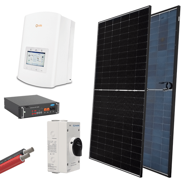 HYBR. SOLAR SYSTEM 1P/3.6kW 580W PANELS WITH BATT. - ledmania.gr