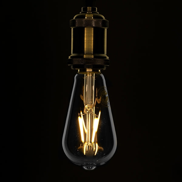 GloboStar® 99015 Λάμπα E27 ST64 Αχλάδι LED FILAMENT 4W 440 lm 320° AC 85-265V Edison Retro με Διάφανο Γυαλί Θερμό Λευκό 2700 K Dimmable - ledmania.gr