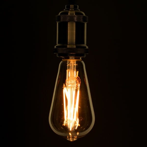 GloboStar® 99047 Λάμπα E27 ST64 Αχλάδι LED LONG FILAMENT 10W 1050 lm 320° AC 85-265V Edison Retro με Μελί Γυαλί Ultra Θερμό Λευκό 2200 K Dimmable - ledmania.gr