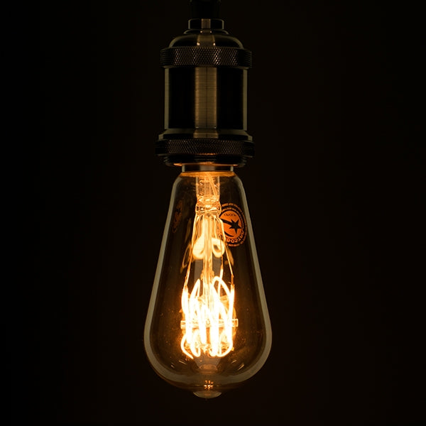 GloboStar® 99141 Λάμπα E27 ST64 Αχλάδι LED SOFT T SPIRAL FILAMENT 6W 490 lm 320° AC 85-265V Edison Retro με Μελί Γυαλί Ultra Θερμό Λευκό 2200 K Dimmable - ledmania.gr