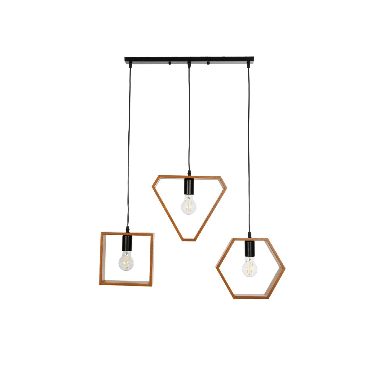 GLOBOSTAR® ELISE 999-0034 Μοντέρνο Κρεμαστό Φωτιστικό Οροφής με Ντουί 3 x E27 AC 220-240V IP20 - Καφέ & Μαύρο - Μ74 x Π9 x Υ40cm - ledmania.gr