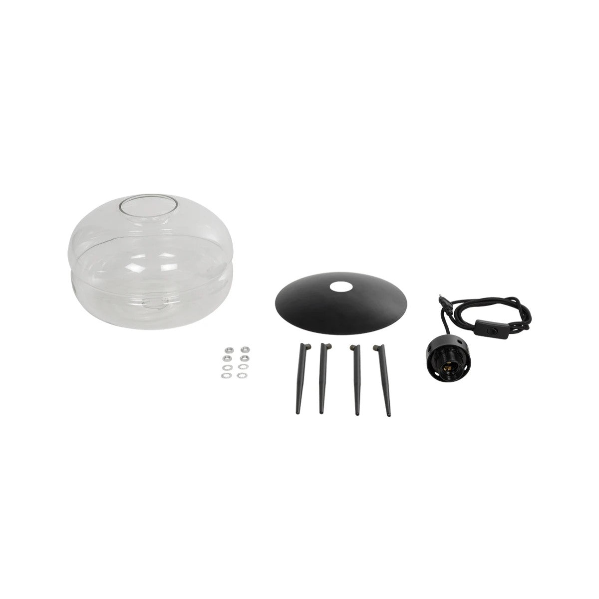 GloboStar® JAVAN 999-0036 Μοντέρνο Επιτραπέζιο Φωτιστικό Πορτατίφ Μονόφωτο 1 x E27 IP20 Διάφανο Γυαλί με Μαύρο Μέταλλο - Μ30 x Π30 x Υ19cm - ledmania.gr