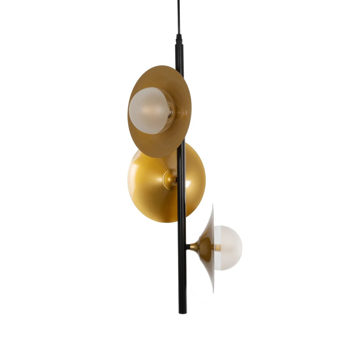 GLOBOSTAR® JOLIET 999-0046 Μοντέρνο Κρεμαστό Φωτιστικό Οροφής με Ντουί 3 x G9 AC 220-240V IP20 - Μαύρο & Χρυσό - Μ27 x Π27 x Y62cm - ledmania.gr