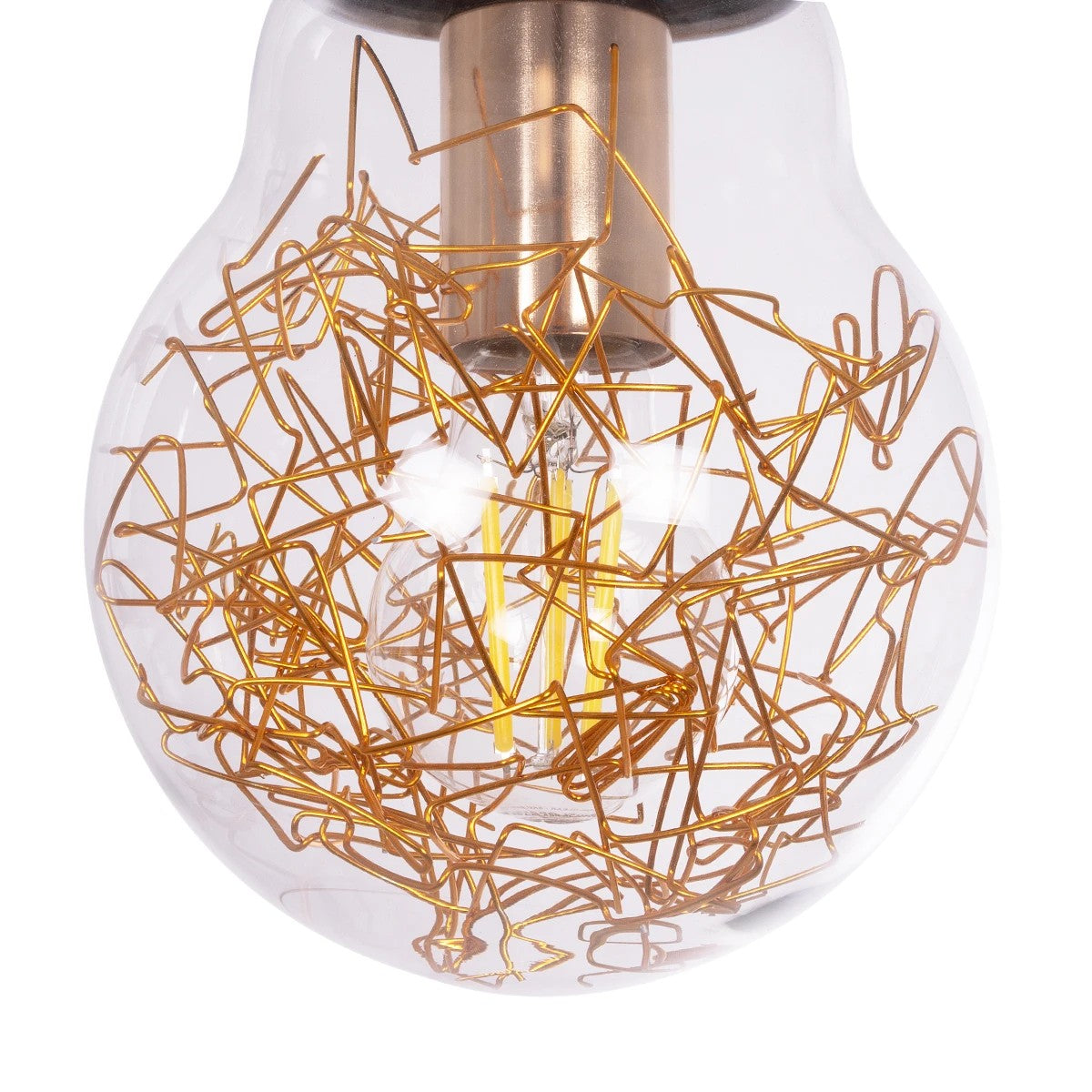 GLOBOSTAR® LAMP 999-0056 Μοντέρνο Κρεμαστό Φωτιστικό Οροφής με Ντουί 1 x E27 AC 220-240V IP20 - Διάφανο, Χρυσό & Ασημί - Μ15 x Π15 x Υ27cm - ledmania.gr