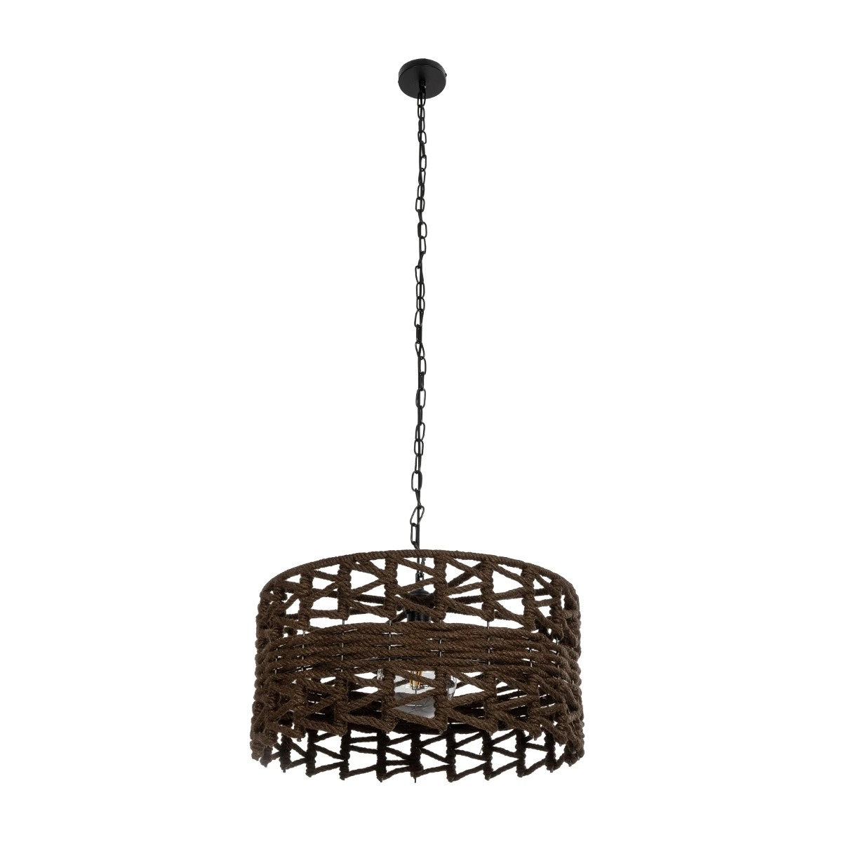 GLOBOSTAR® VERA 999-0069 Boho Κρεμαστό Φωτιστικό Οροφής με Ντουί 1 x E27 AC 220-240V IP20 - Καφέ - Μ50 x Π50 x Υ25cm