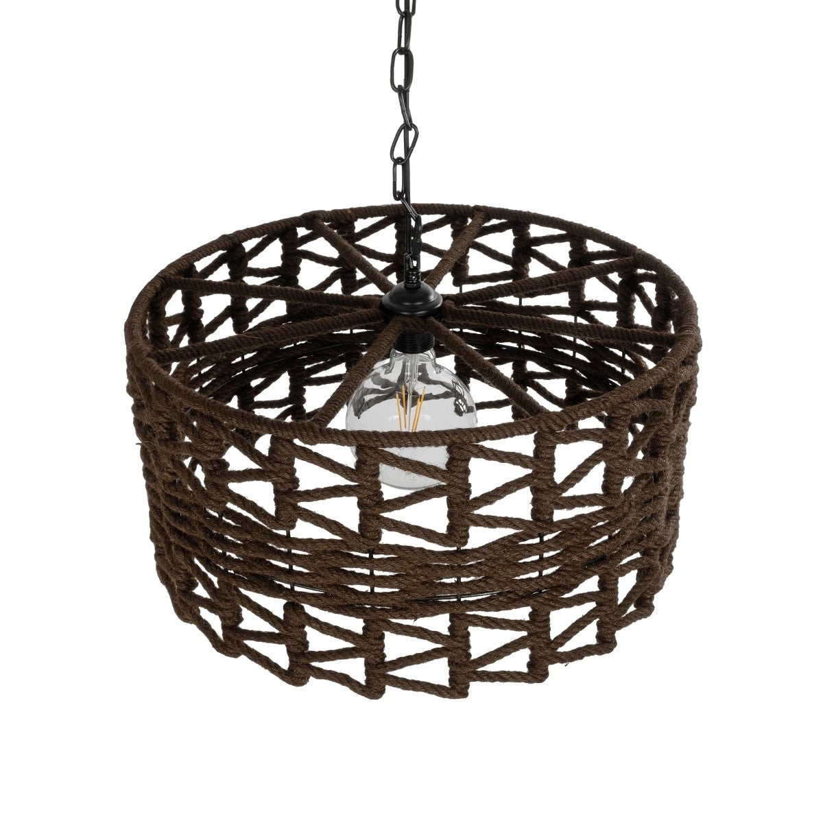 GLOBOSTAR® VERA 999-0069 Boho Κρεμαστό Φωτιστικό Οροφής με Ντουί 1 x E27 AC 220-240V IP20 - Καφέ - Μ50 x Π50 x Υ25cm