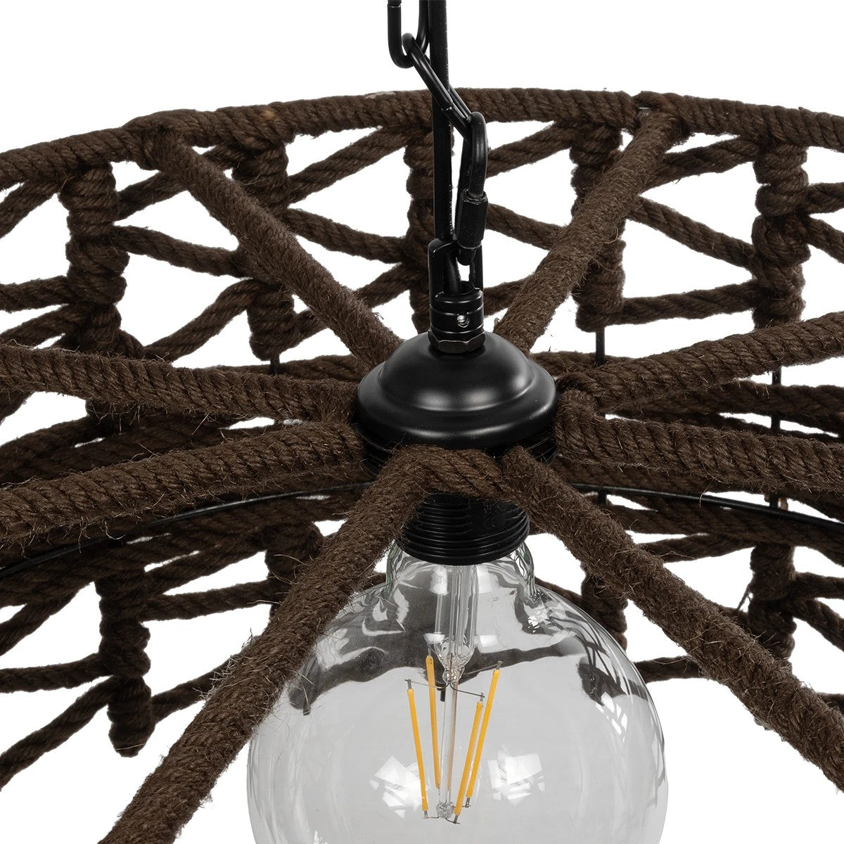 GLOBOSTAR® VERA 999-0069 Boho Κρεμαστό Φωτιστικό Οροφής με Ντουί 1 x E27 AC 220-240V IP20 - Καφέ - Μ50 x Π50 x Υ25cm