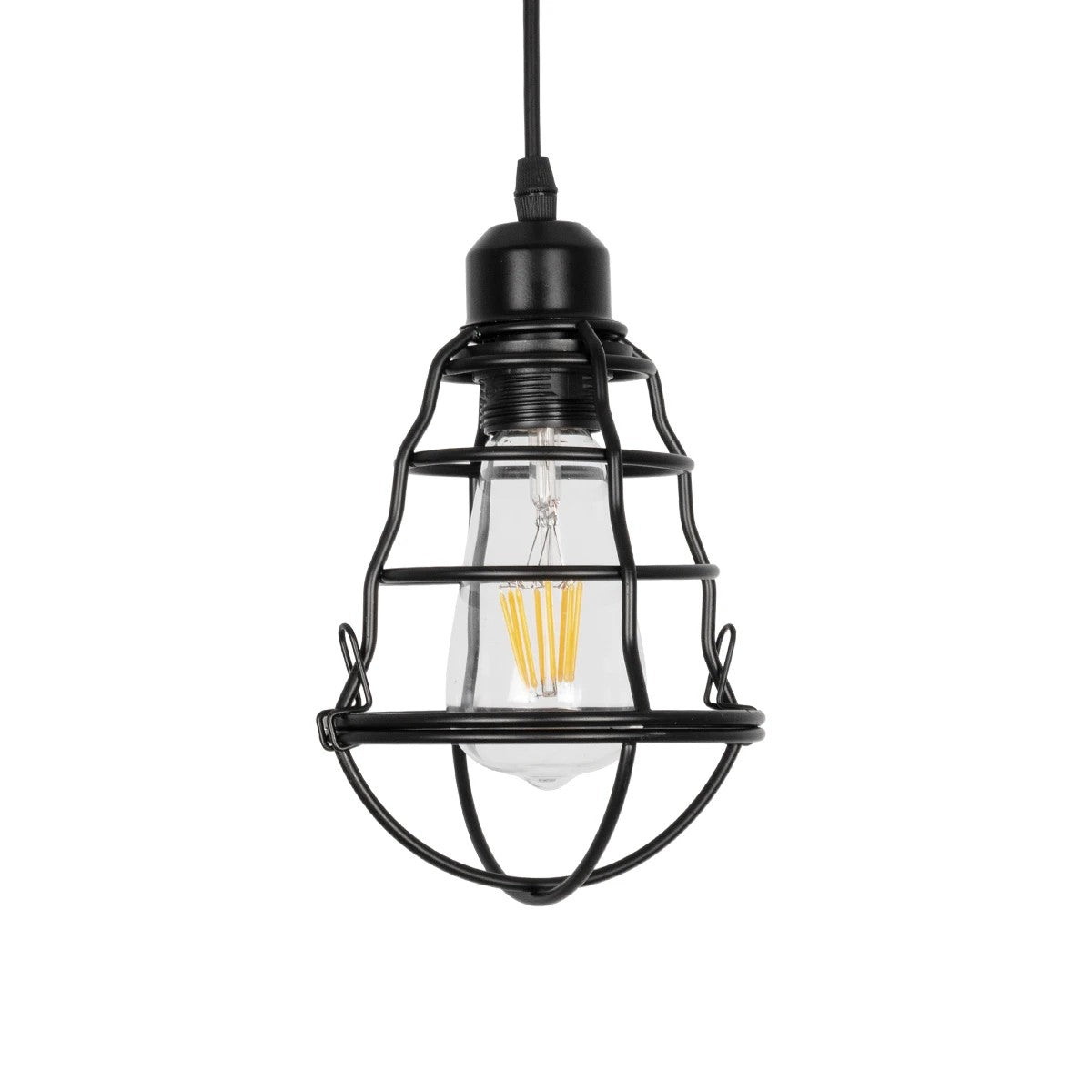 GLOBOSTAR® ALDO 999-0096 Vintage Κρεμαστό Φωτιστικό Οροφής με Ντουί 1 x E27 AC 220-240V IP20 - Μαύρο - Μ15 x Π15 x Υ24cm