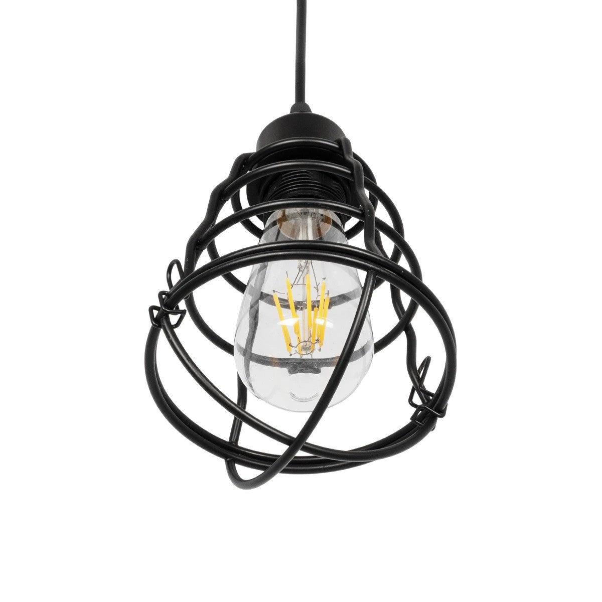 GLOBOSTAR® ALDO 999-0096 Vintage Κρεμαστό Φωτιστικό Οροφής με Ντουί 1 x E27 AC 220-240V IP20 - Μαύρο - Μ15 x Π15 x Υ24cm