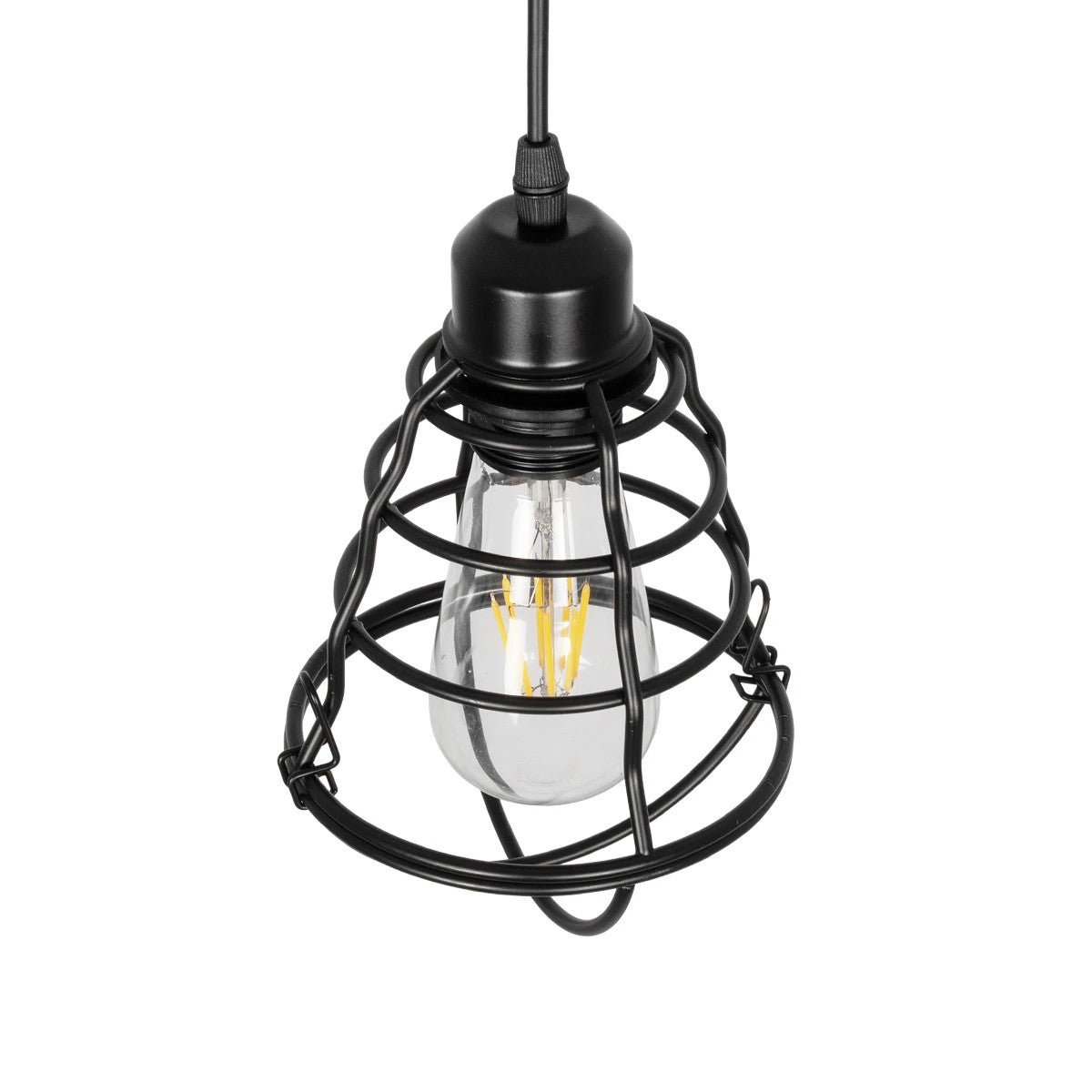 GLOBOSTAR® ALDO 999-0096 Vintage Κρεμαστό Φωτιστικό Οροφής με Ντουί 1 x E27 AC 220-240V IP20 - Μαύρο - Μ15 x Π15 x Υ24cm