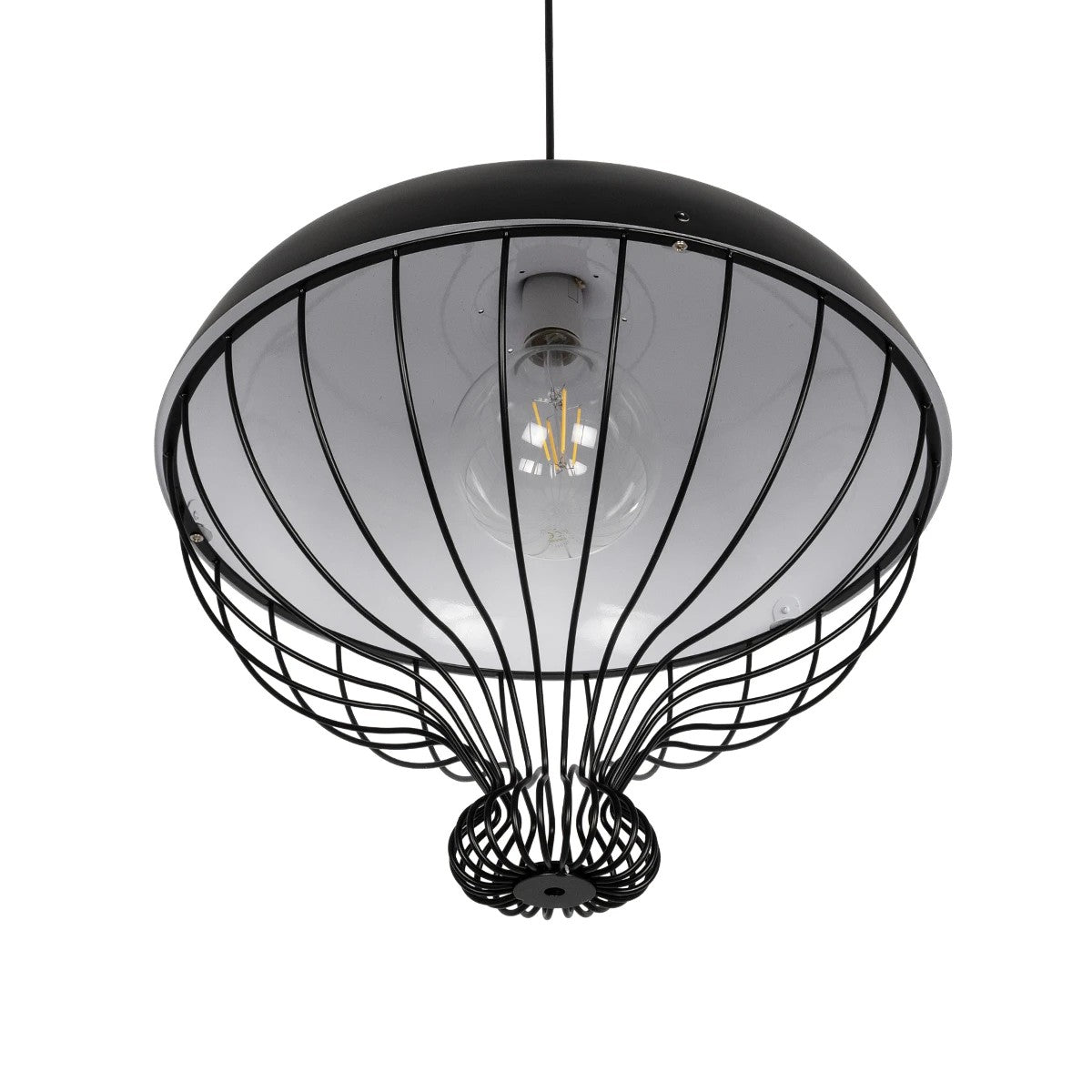 GLOBOSTAR® SOBRINO 999-0112 Vintage Κρεμαστό Φωτιστικό Οροφής με Ντουί 1 x E27 AC 220-240V IP20 - Μαύρο - Μ45 x Π45 x Υ45cm