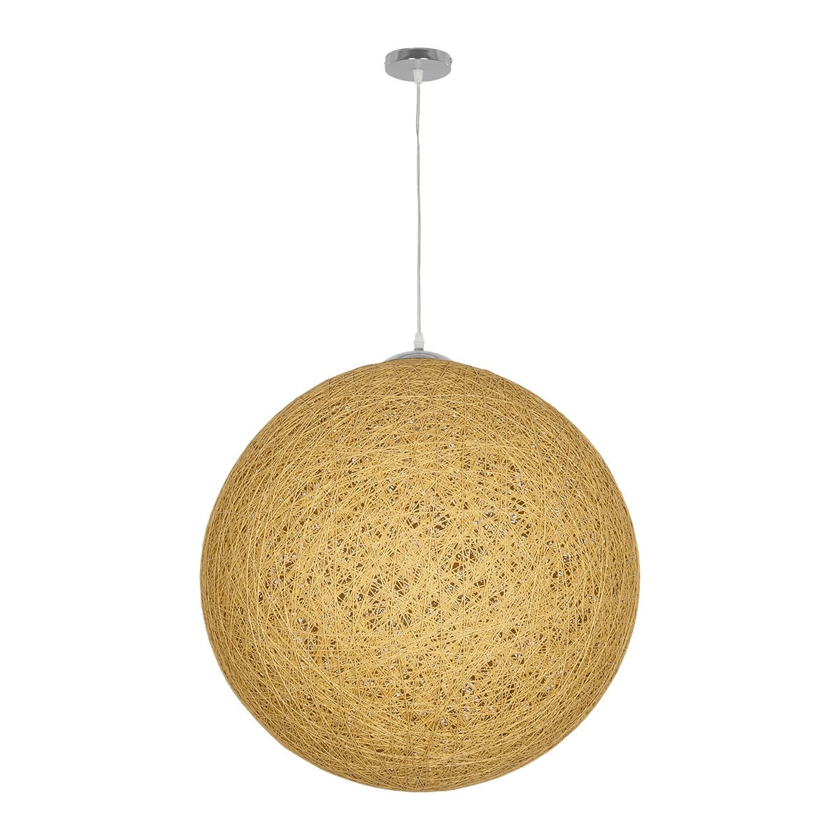 GLOBOSTAR® OCEANA 999-0155 Boho Κρεμαστό Φωτιστικό Οροφής με Ντουί 1 x E27 AC 220-240V IP20 - Μπεζ & Χρυσό - Μ60 x Π60 x Υ60cm