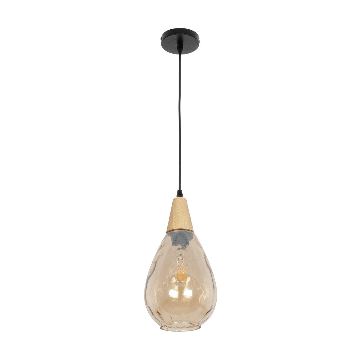 GLOBOSTAR® NOAH 999-0185 Μοντέρνο Κρεμαστό Φωτιστικό Οροφής με Ντουί 1 x E27 AC 220-240V IP20 - Μελί & Μπεζ - Μ16 x Π16 x Υ32cm