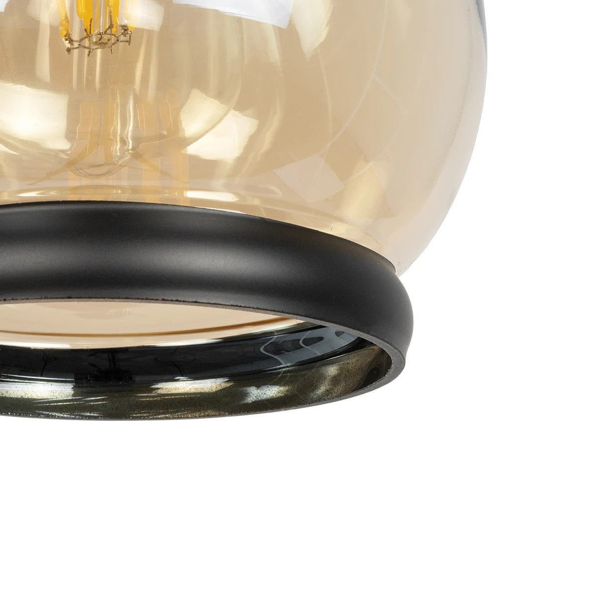 GLOBOSTAR® OLIVER 999-0186 Vintage Κρεμαστό Φωτιστικό Οροφής με Ντουί 1 x E27 AC 220-240V IP20 - Μελί & Μαύρο - Μ16 x Π16 x Υ25cm