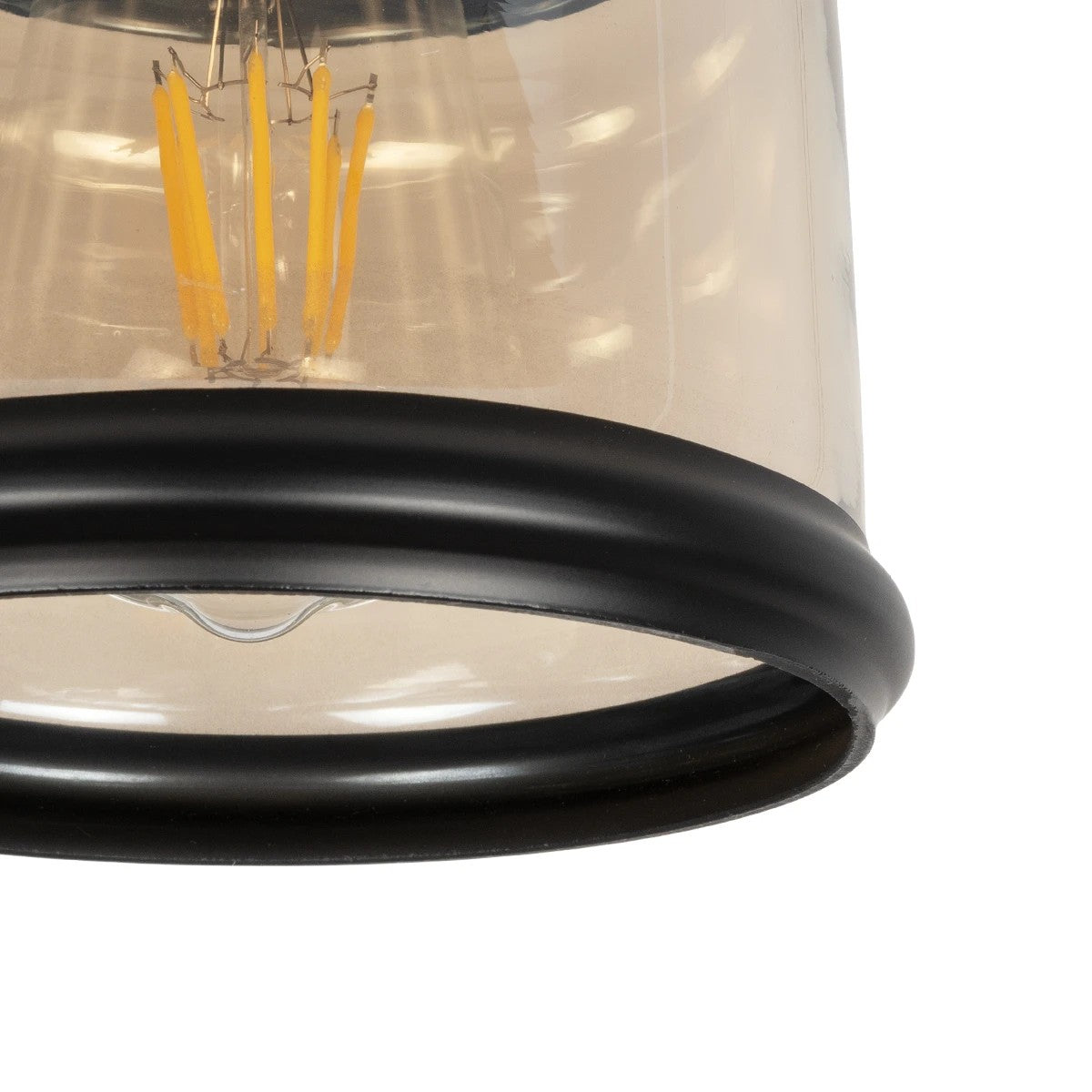 GLOBOSTAR® OLIVER 999-0187 Vintage Κρεμαστό Φωτιστικό Οροφής με Ντουί 1 x E27 AC 220-240V IP20 - Μελί & Μαύρο - Μ15 x Π15 x Υ21.5cm