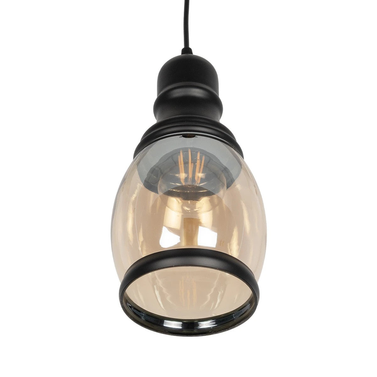 GLOBOSTAR® OLIVER 999-0188 Vintage Κρεμαστό Φωτιστικό Οροφής με Ντουί 1 x E27 AC 220-240V IP20 - Μελί & Μαύρο - Μ14 x Π14 x Υ30cm