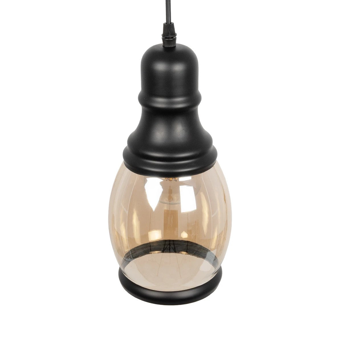 GLOBOSTAR® OLIVER 999-0188 Vintage Κρεμαστό Φωτιστικό Οροφής με Ντουί 1 x E27 AC 220-240V IP20 - Μελί & Μαύρο - Μ14 x Π14 x Υ30cm