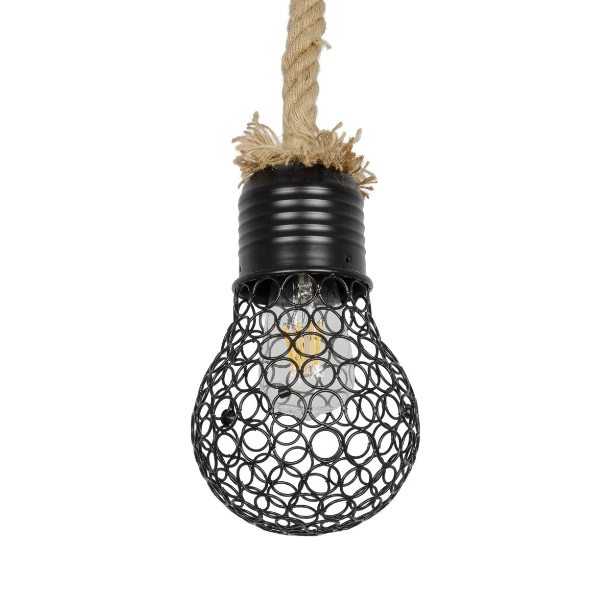 GLOBOSTAR® URBAN 999-0191 Vintage Κρεμαστό Φωτιστικό Οροφής με Ντουί 1 x E27 AC 220-240V IP20 - Μαύρο & Μπεζ - Μ15 x Π15 x Υ80cm