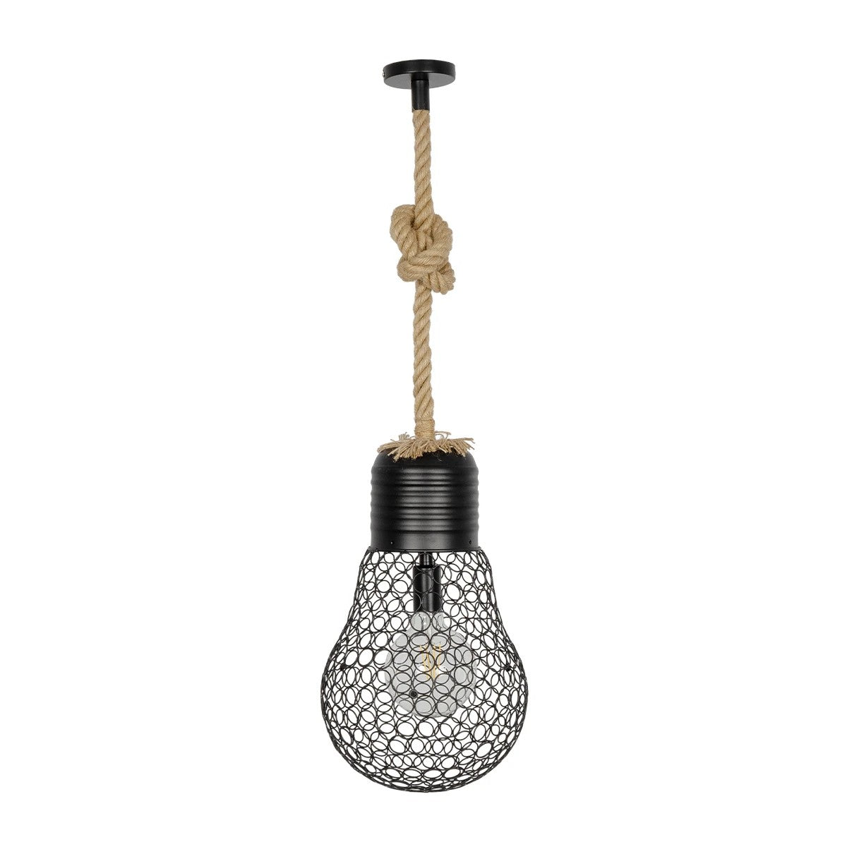 GLOBOSTAR® URBAN 999-0192 Vintage Κρεμαστό Φωτιστικό Οροφής με Ντουί 1 x E27 AC 220-240V IP20 - Μαύρο & Μπεζ - Μ28 x Π28 x Υ80cm