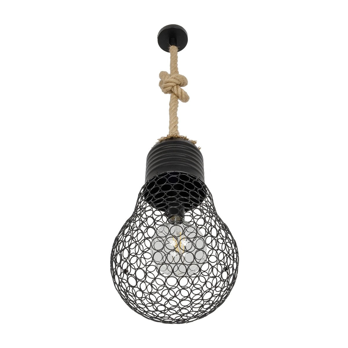 GLOBOSTAR® URBAN 999-0192 Vintage Κρεμαστό Φωτιστικό Οροφής με Ντουί 1 x E27 AC 220-240V IP20 - Μαύρο & Μπεζ - Μ28 x Π28 x Υ80cm