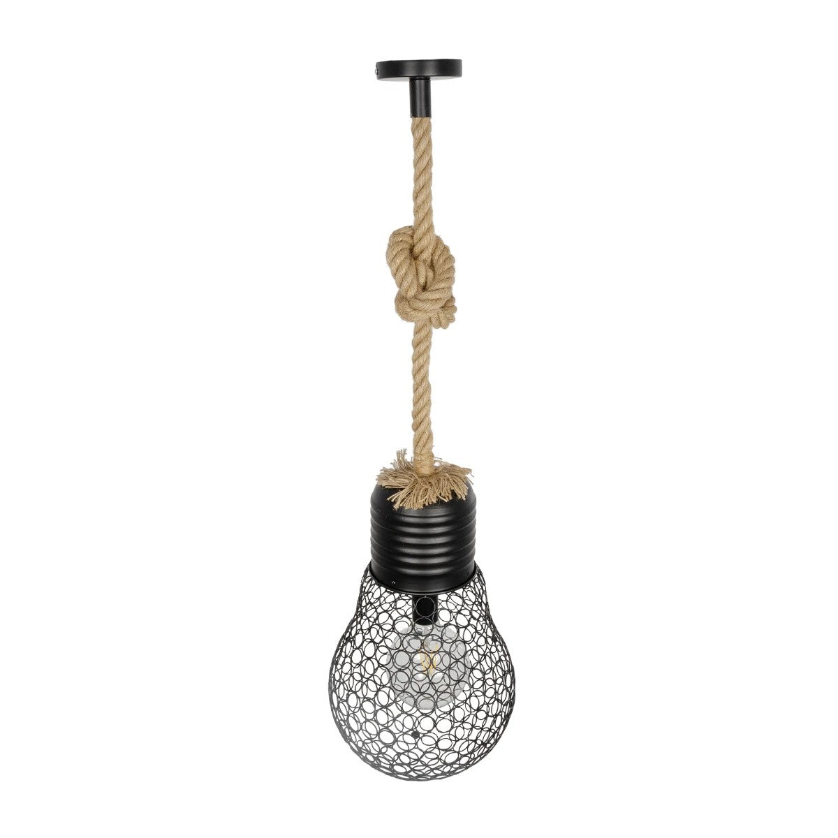 GLOBOSTAR® URBAN 999-0192 Vintage Κρεμαστό Φωτιστικό Οροφής με Ντουί 1 x E27 AC 220-240V IP20 - Μαύρο & Μπεζ - Μ28 x Π28 x Υ80cm