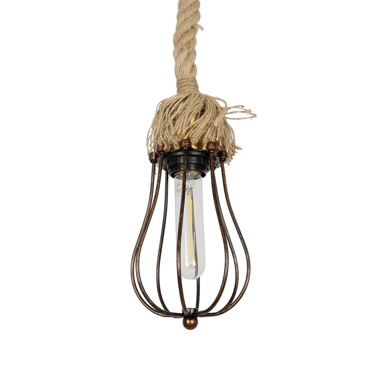 GLOBOSTAR® CAMBER 999-0200 Vintage Κρεμαστό Φωτιστικό Οροφής με Ντουί 1 x E27 AC 220-240V IP20 - Χάλκινο & Μπεζ - Μ12 x Π12 x Υ80cm